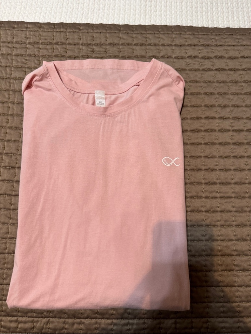Men's Short-Sleeve Crew Tee in Soft Pink with Subtle Chest Logo